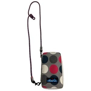 Kavu Go Time Bi-Fold Crossbody Wallet Bag 7.5x4" Zip Polka Dot Preppy School